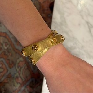 Tory Burch Gold Logo Wrap Bracelet